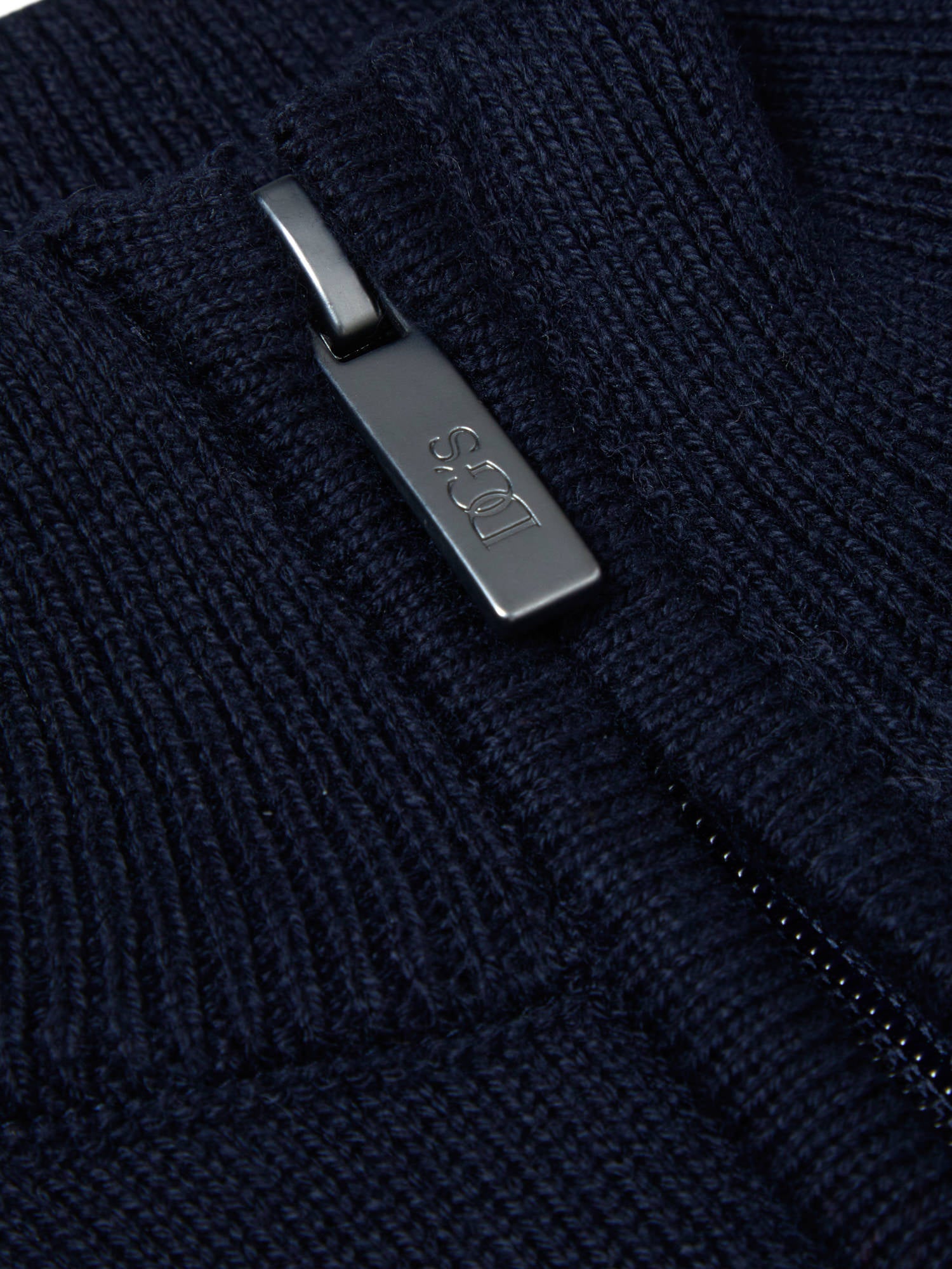 Cotton-Mix Quarter Zip Jumper - Navy
