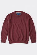 Textured Structured Crew Neck Jumper - Burgundy