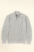 Light Grey Full-Zip Cardigan with Textured Knit