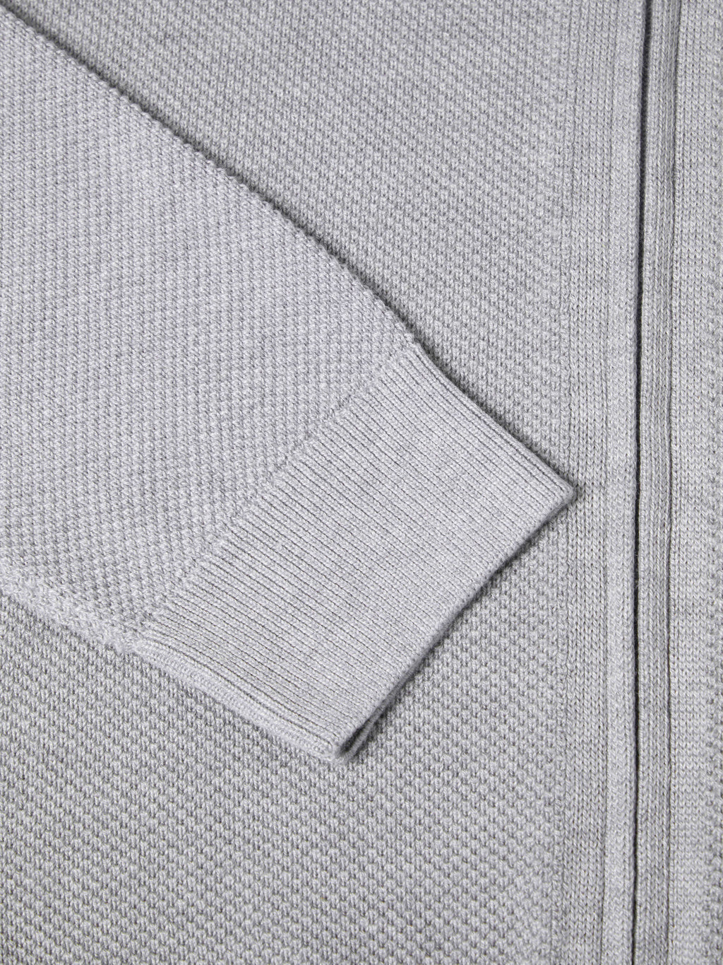 Light Grey Full-Zip Cardigan with Textured Knit