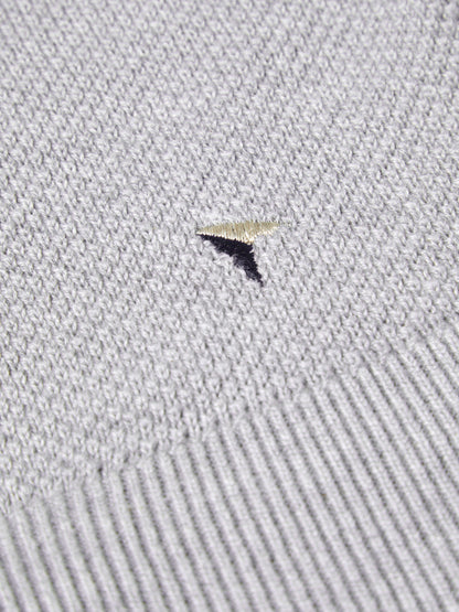 Light Grey Full-Zip Cardigan with Textured Knit
