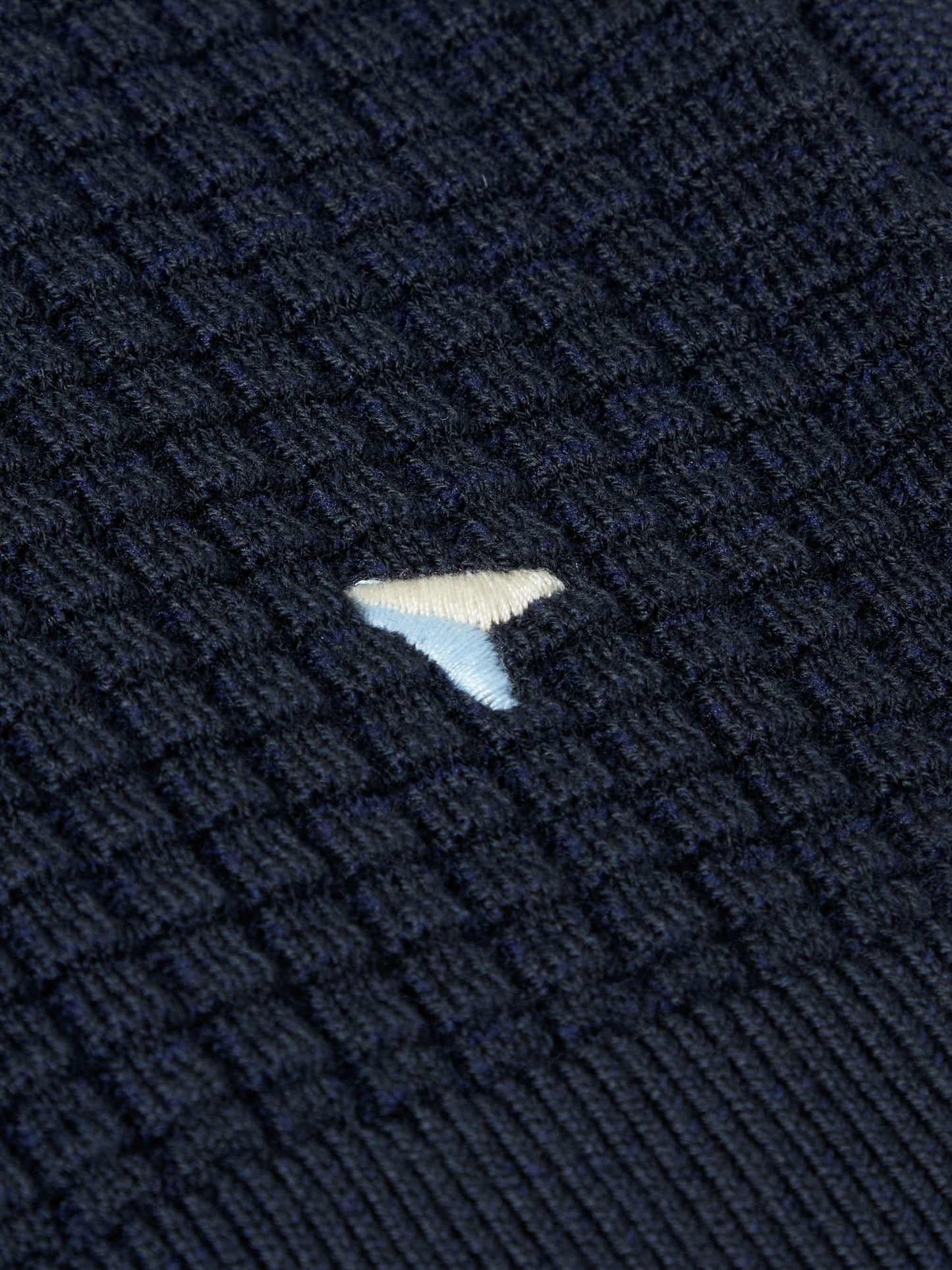 Cotton-Blend Waffle Texture Quarter Zip - Navy
