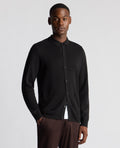 Long Sleeve Buttoned Polo Cardigan - Black