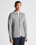 Long Sleeve Buttoned Polo Cardigan - Light Grey