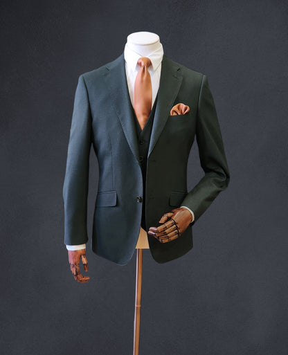 Dark Green 3 Piece Tailored Fit Suit - Jacket