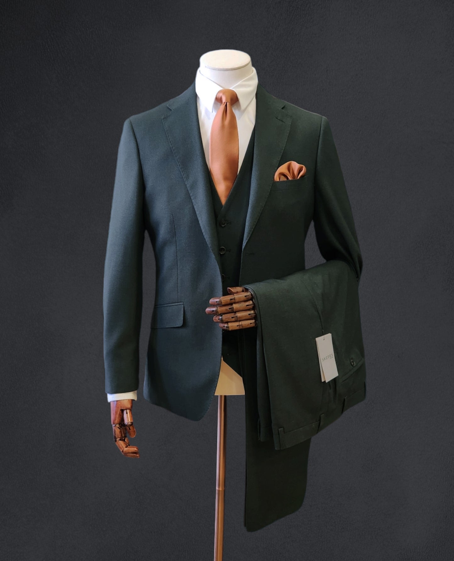 Dark Green 3 Piece Tailored Fit Suit - Jacket