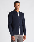 Long Sleeve Buttoned Polo Cardigan - Navy