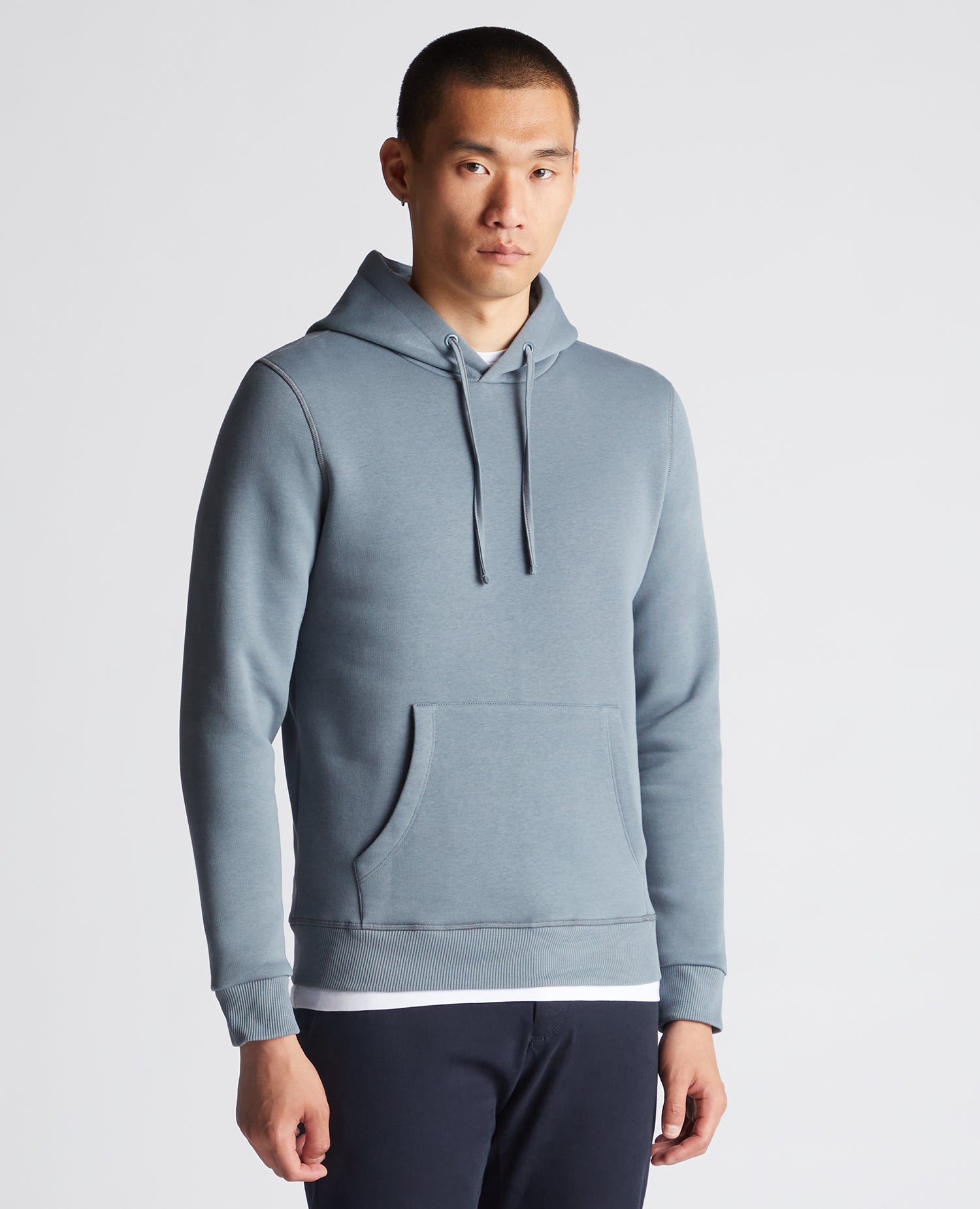 Tapered Fit Soft Cotton-Blend Hoodie - Steel Grey