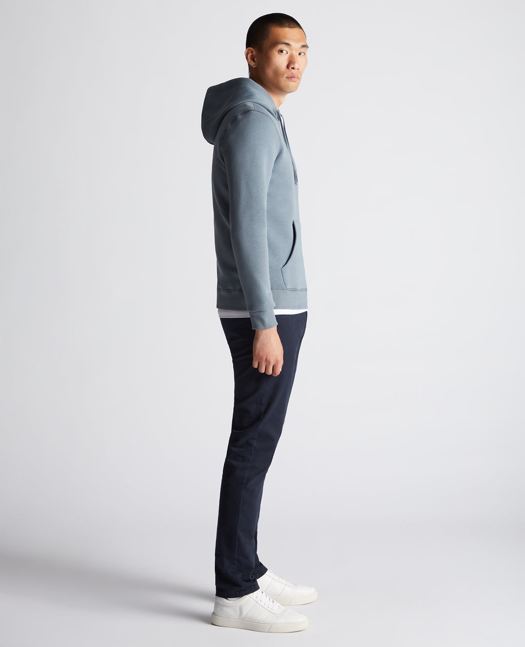 Tapered Fit Soft Cotton-Blend Hoodie - Steel Grey