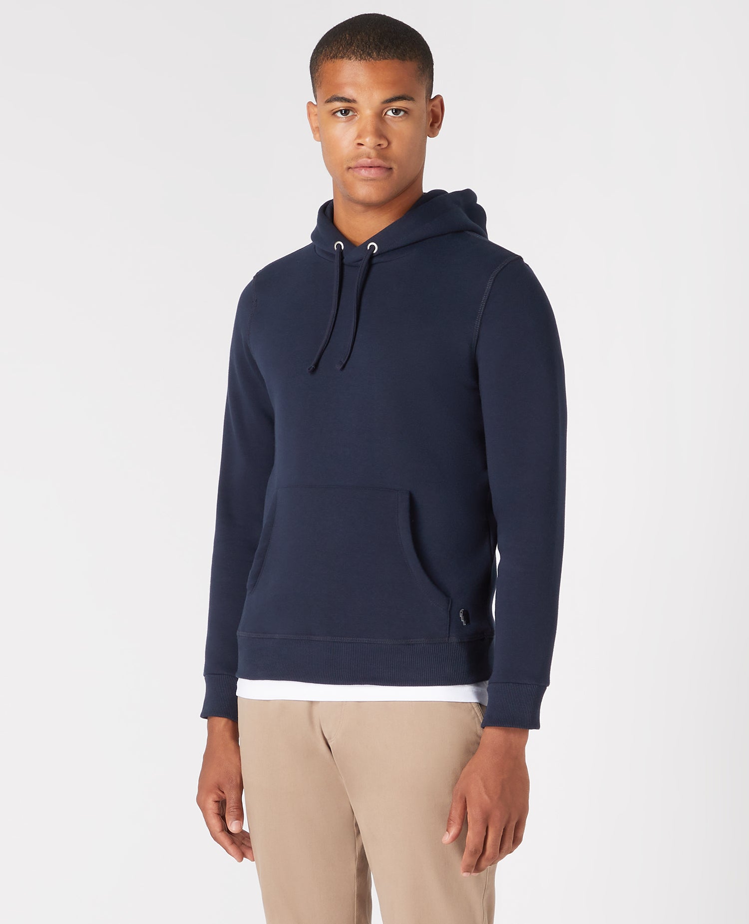 Tapered Fit Soft Cotton-Blend Hoodie - Navy
