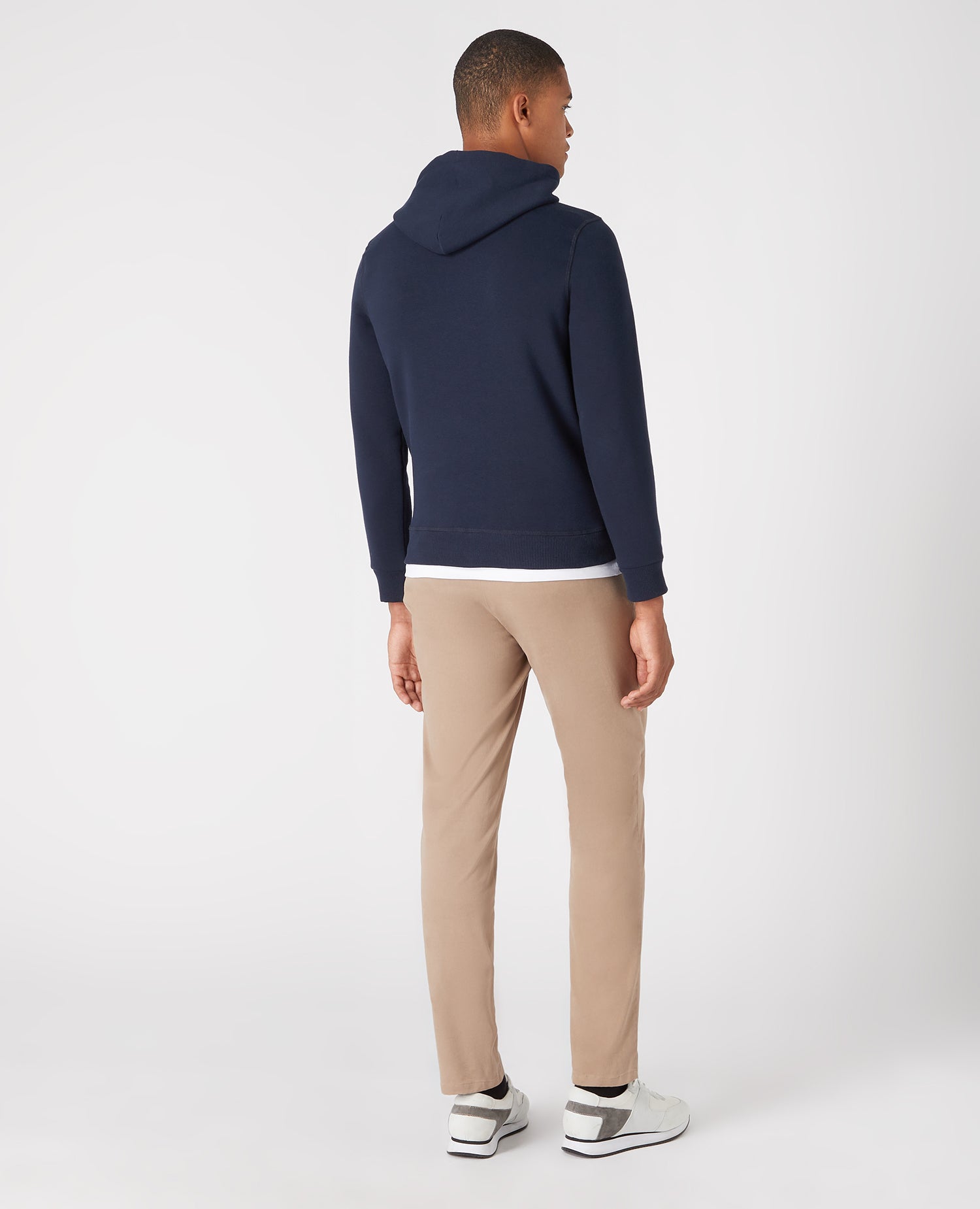 Tapered Fit Soft Cotton-Blend Hoodie - Navy