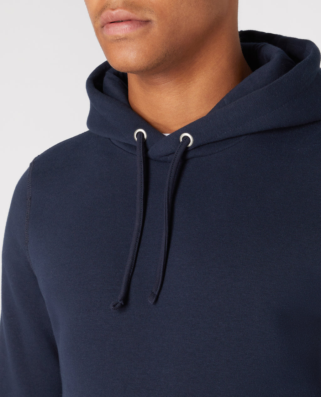 Tapered Fit Soft Cotton-Blend Hoodie - Navy