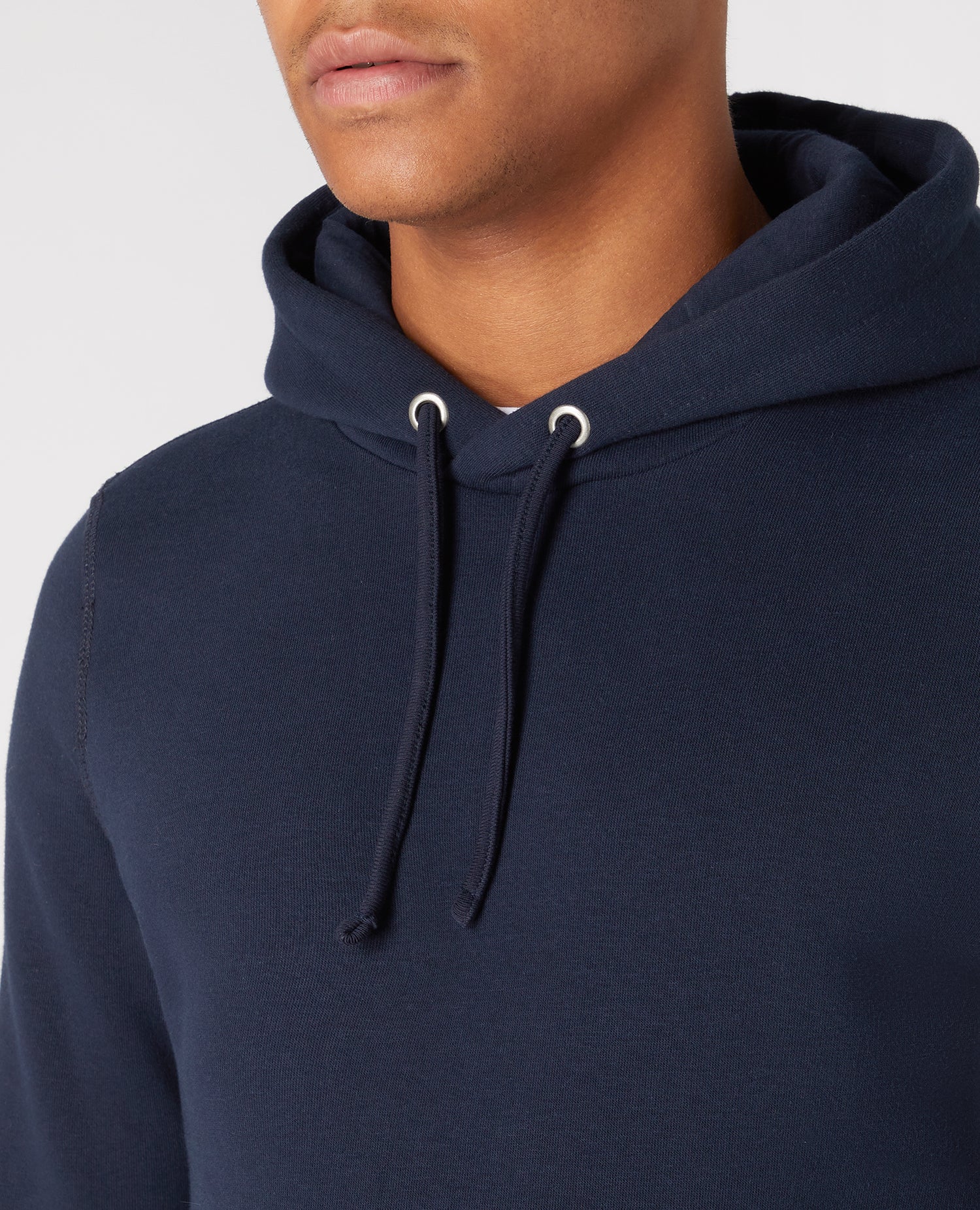 Tapered Fit Soft Cotton-Blend Hoodie - Navy