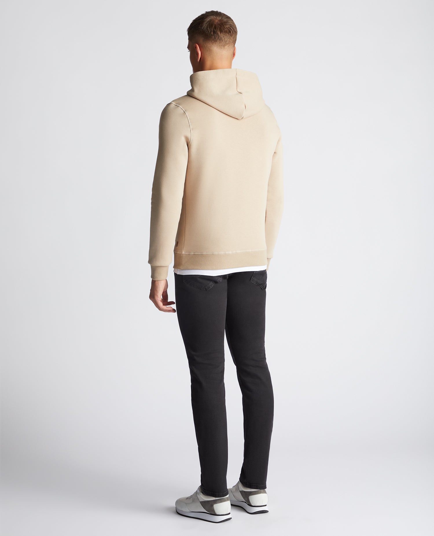 Tapered Fit Soft Cotton-Blend Hoodie - Stone