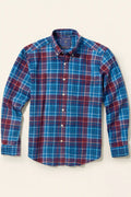Brushed Cotton Plaid Check Shirt - Teal
