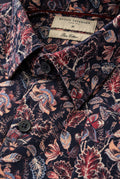 Autumn Floral Print Pure Cotton Shirt - Navy