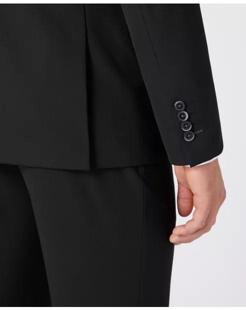 Tapered Fit Polyviscose Suit Jacket - Black