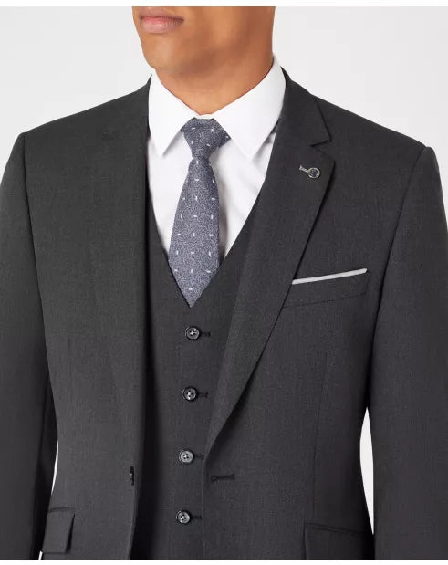 Tapered Fit Polyviscose Suit Jacket - Charcoal