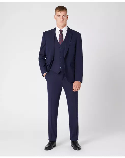 Tapered Fit Polyviscose Suit Trousers - French Navy