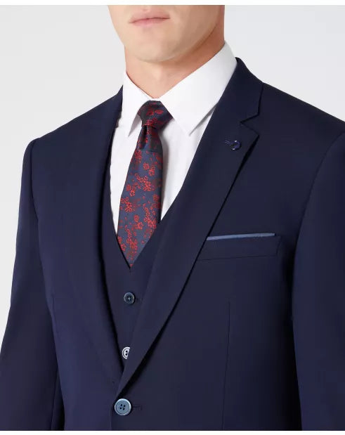 Tapered Fit Polyviscose Suit Jacket - French Navy