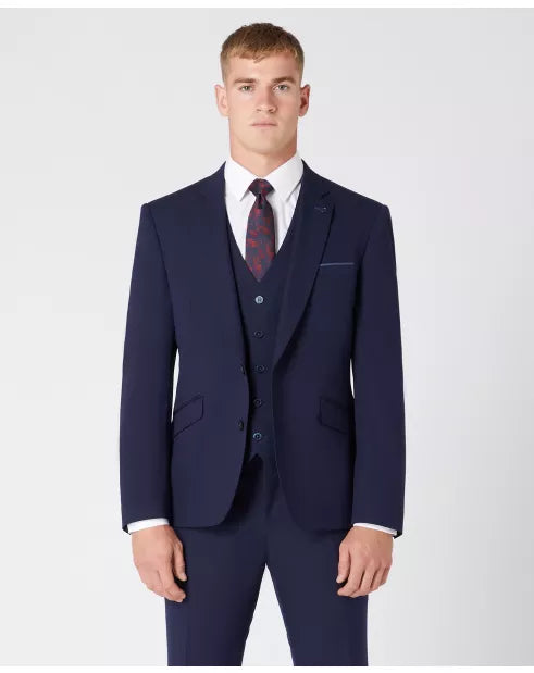 Tapered Fit Polyviscose Suit Jacket - French Navy