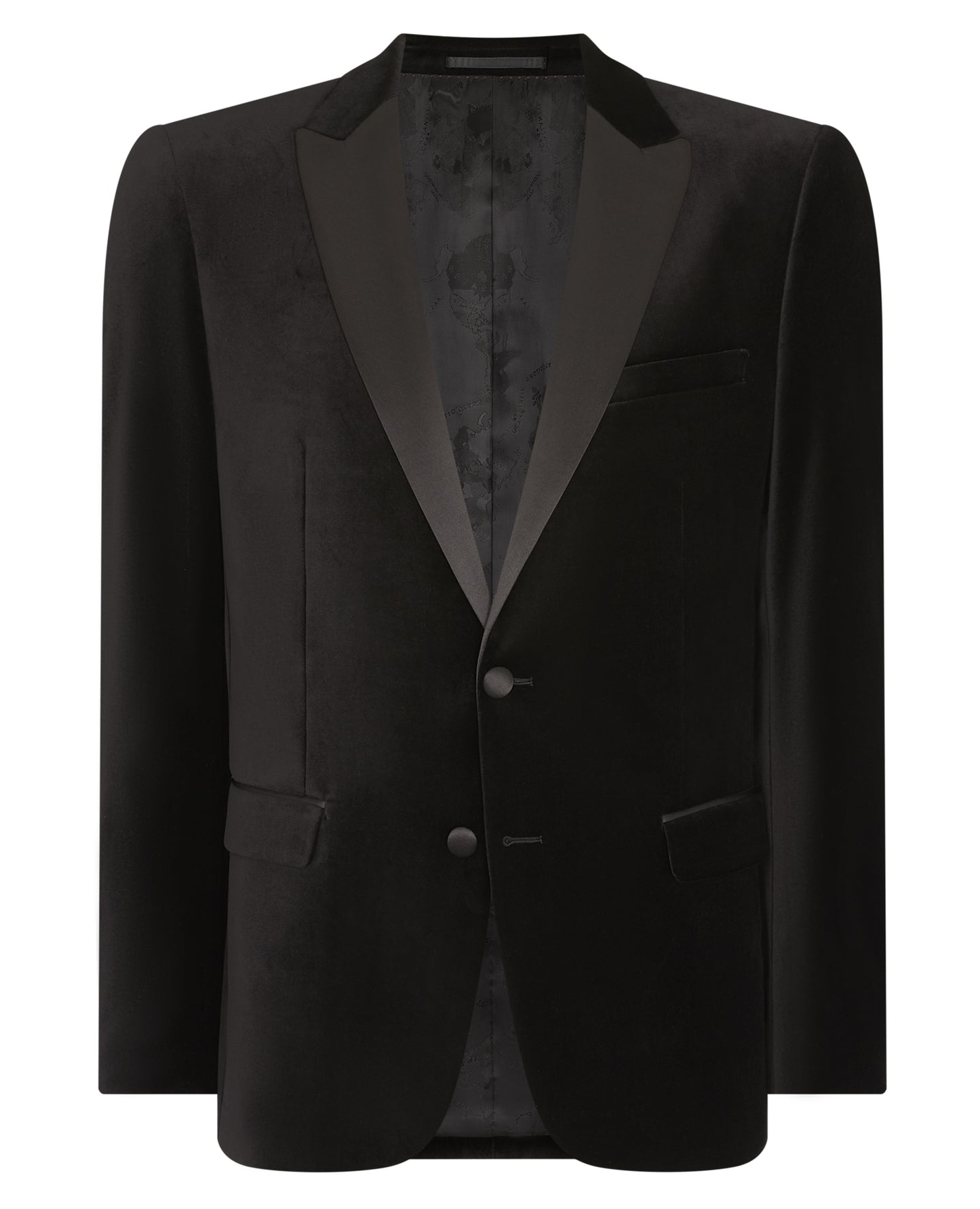 Slim Fit Velvet Jacket - Black