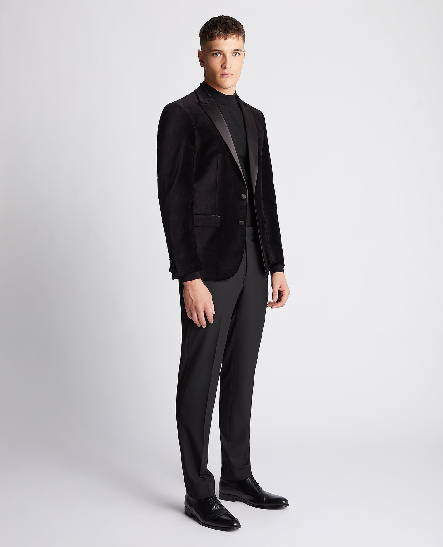 Slim Fit Velvet Jacket - Black