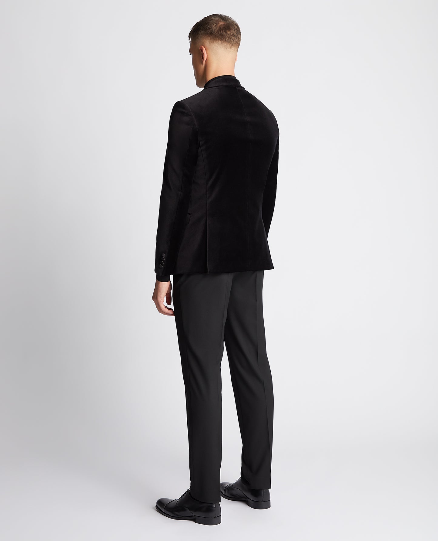 Slim Fit Velvet Jacket - Black