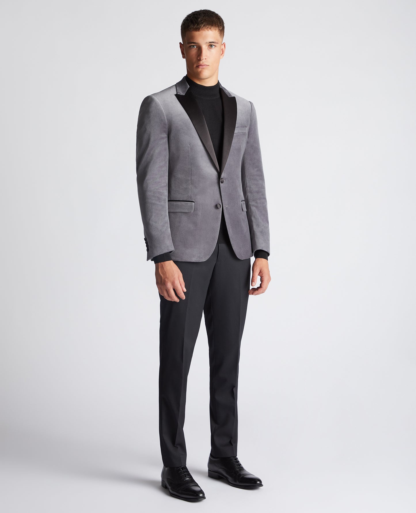 Slim Fit Velvet Jacket - Grey