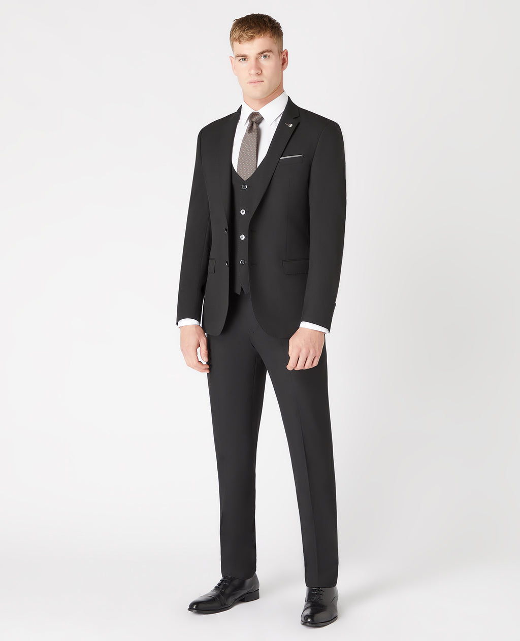 Slim Fit Polyviscose Suit Trousers - Black