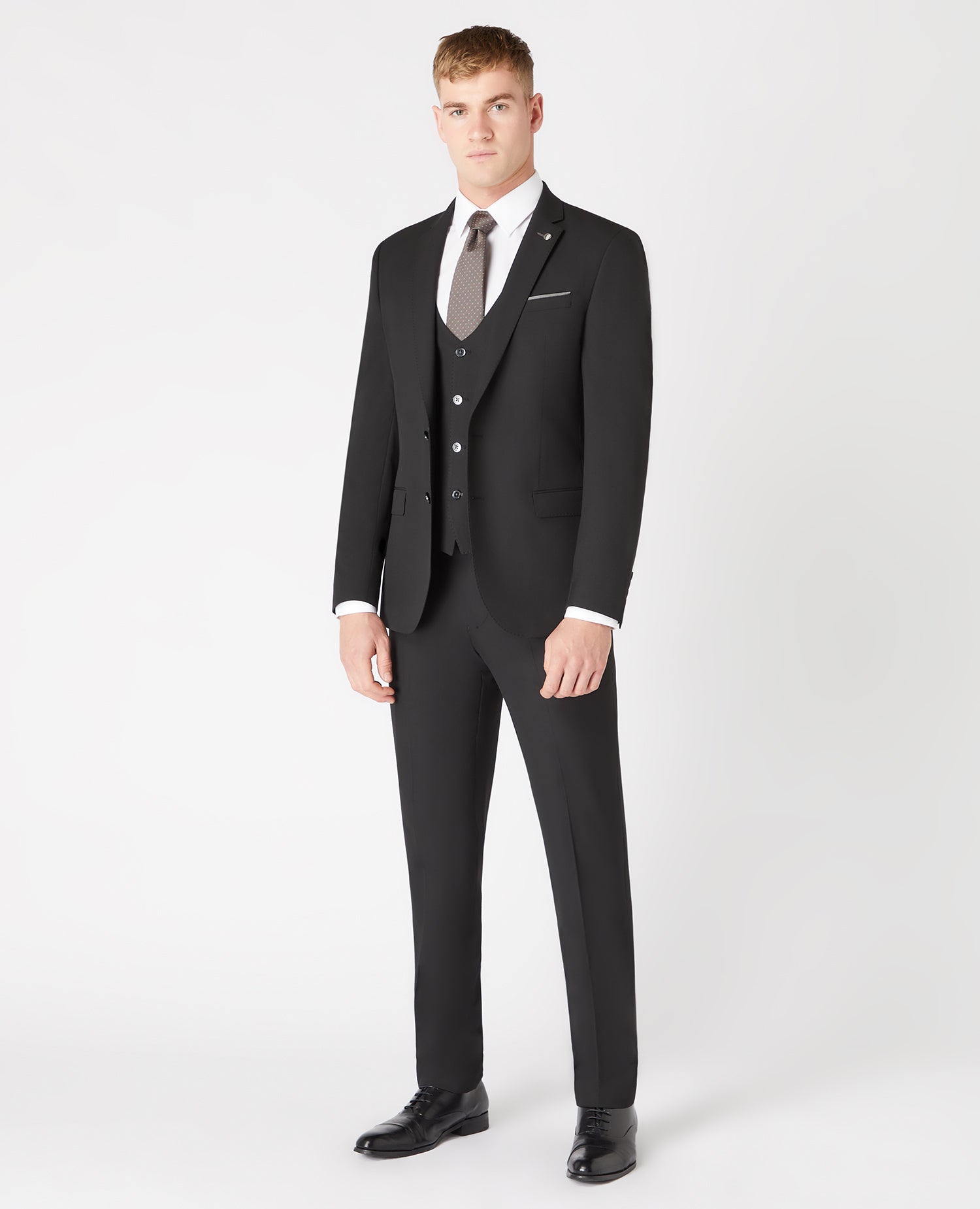 Slim Fit Polyviscose Suit Trousers - Black