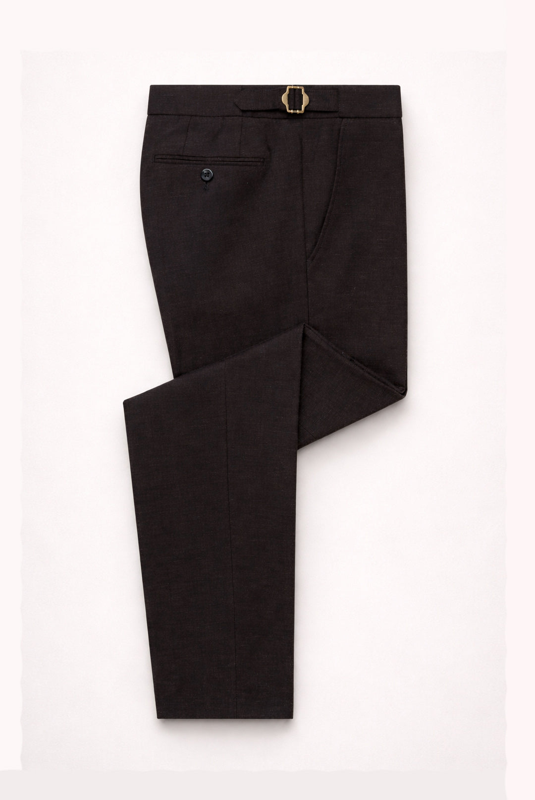 Slim Fit Linen-Blend Suit Trousers - Black