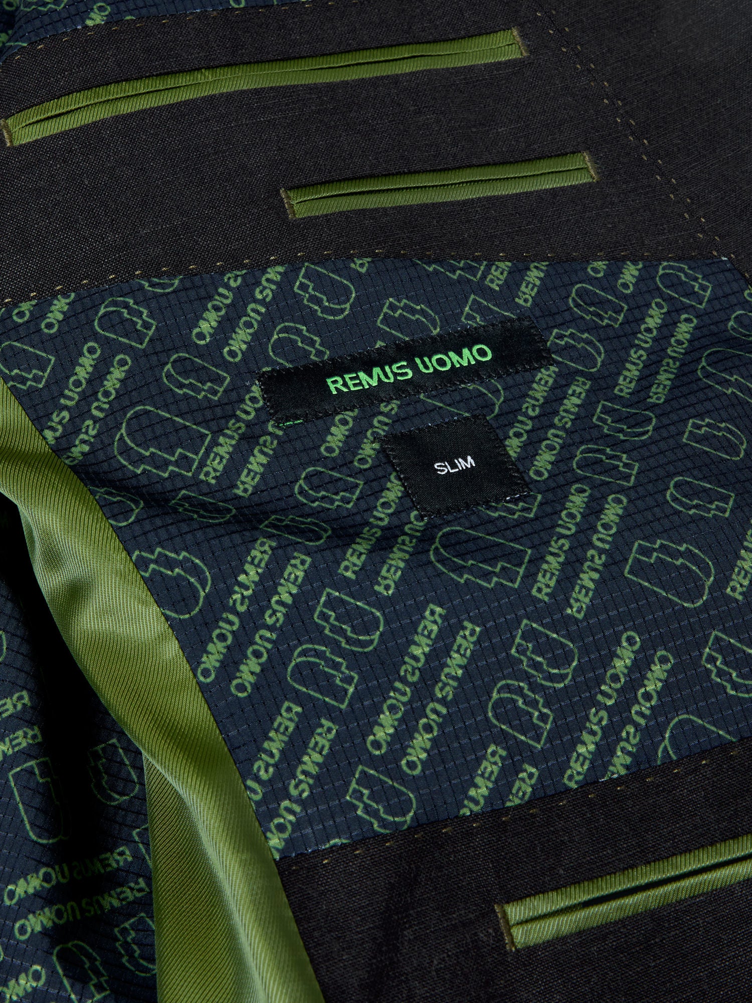 Slim Fit Linen-Blend Suit Jacket - Black