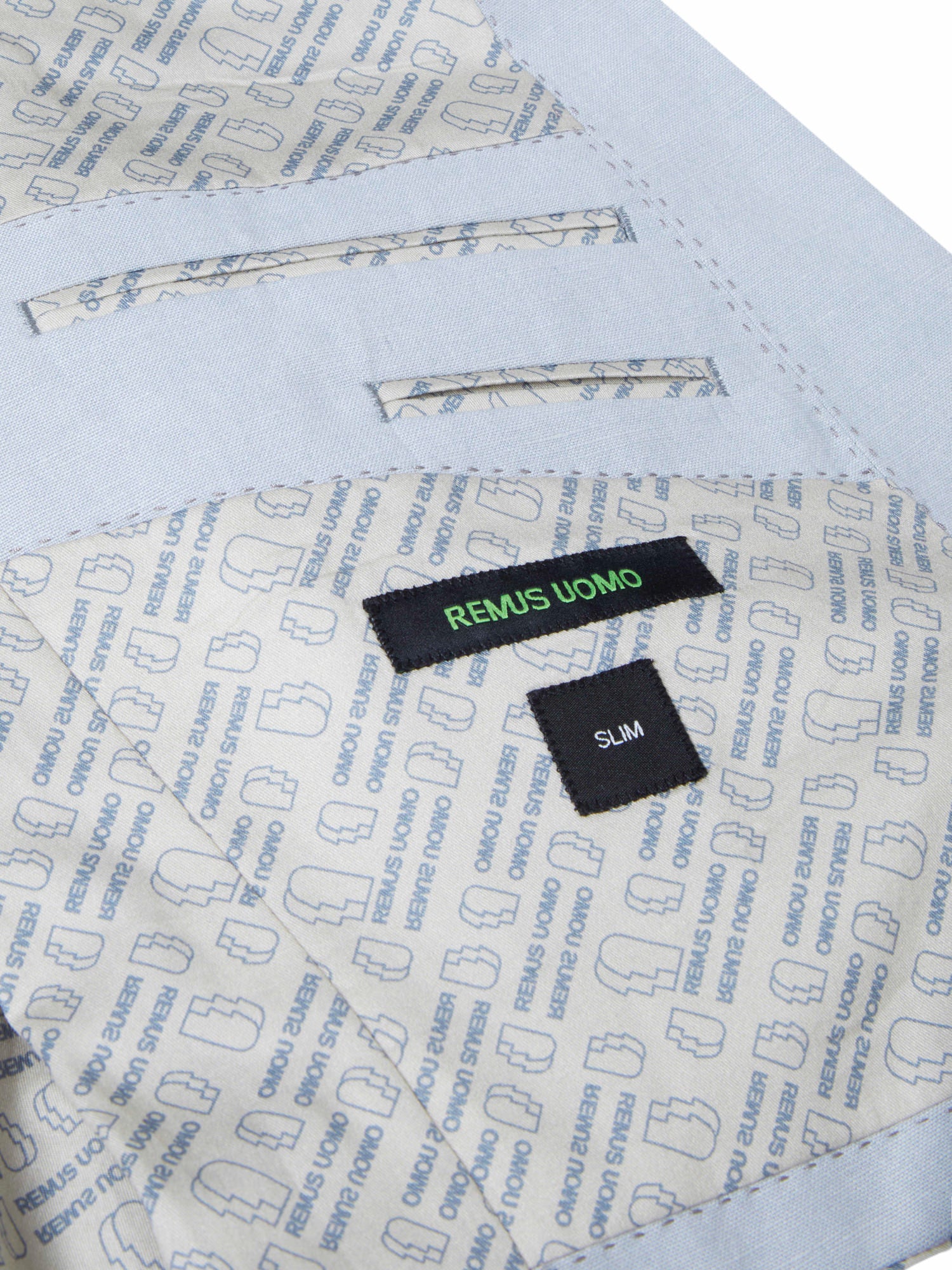 Tapered Fit Linen-Blend Suit Jacket - Light Blue