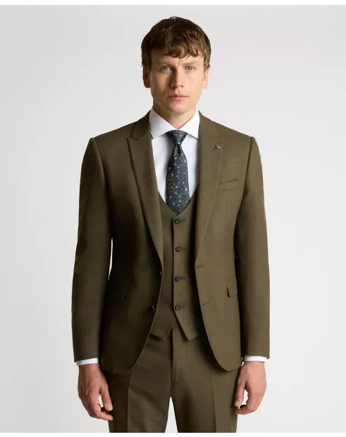 Soft Warm Handle Tapered Olive Suit - Waistcoat