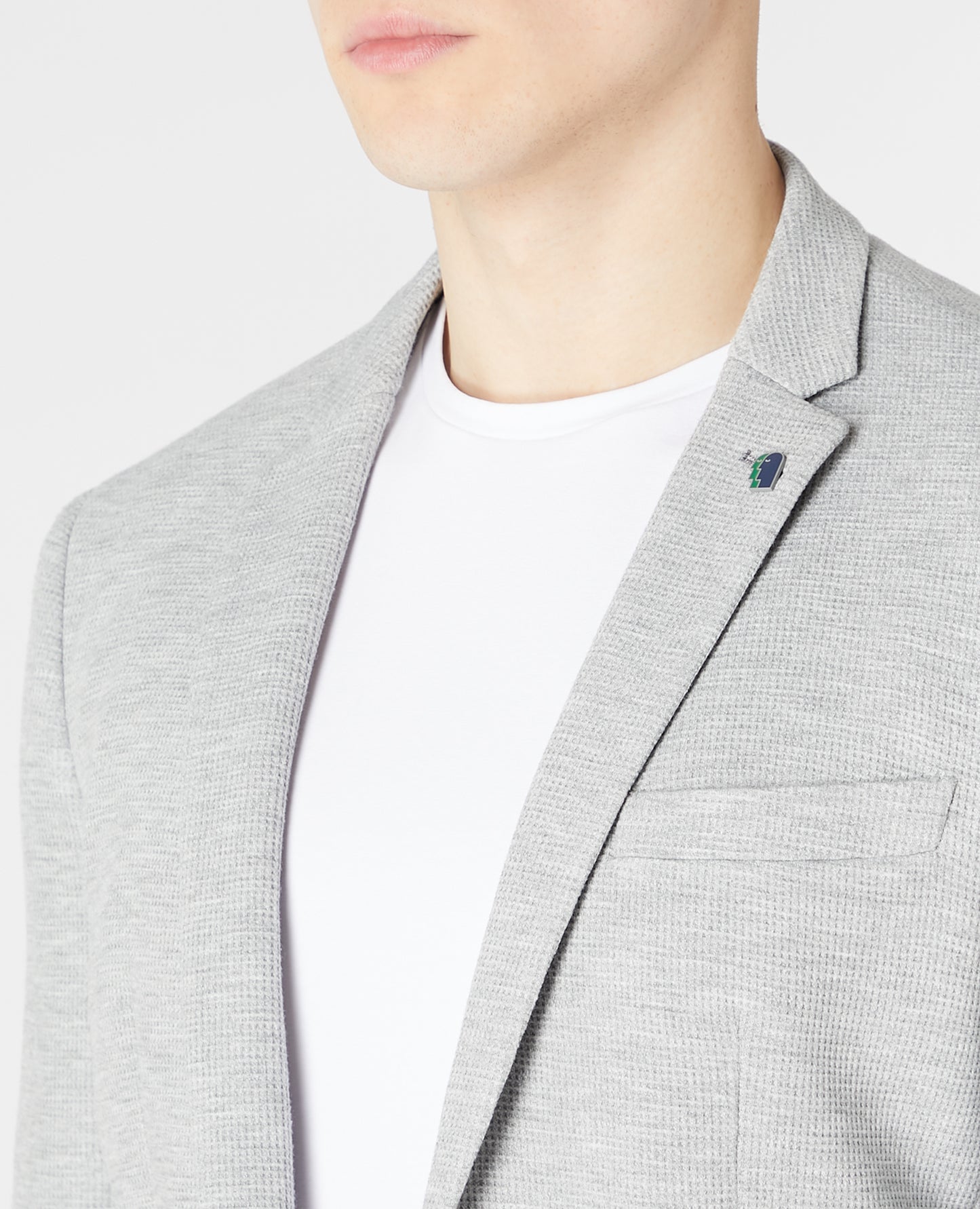Slim-fit Textured Jersey Stretch Blazer - Light Grey