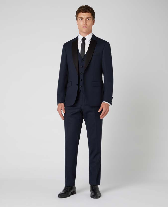 Slim Fit Wool-Rich Dinner Suit Waistcoat - Navy