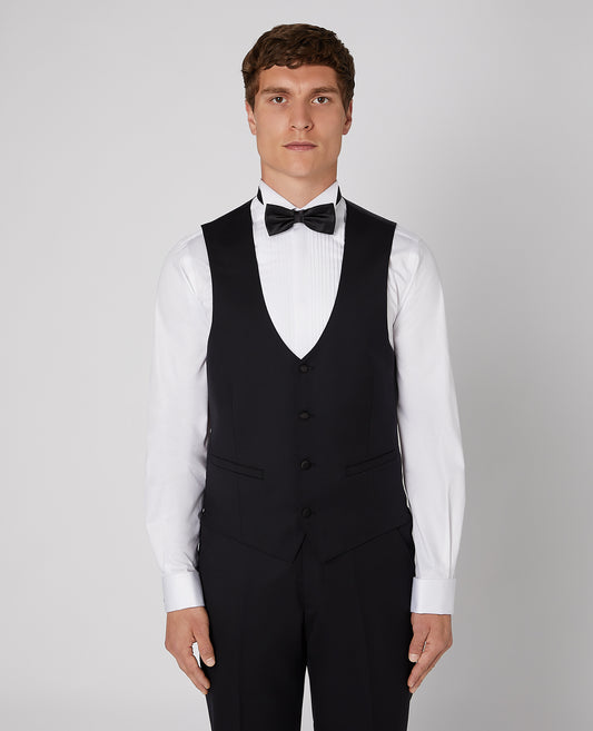 Slim Fit Wool-Rich Dinner Suit Waistcoat - Black