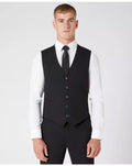 Tapered Fit Polyviscose Suit Waistcoat - Black