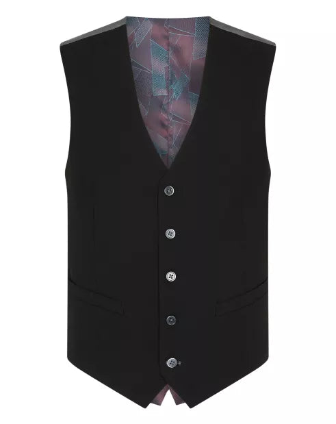 Tapered Fit Polyviscose Suit Waistcoat - Black