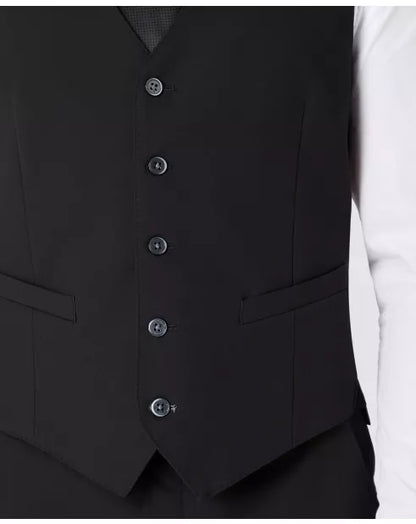 Tapered Fit Polyviscose Suit Waistcoat - Black