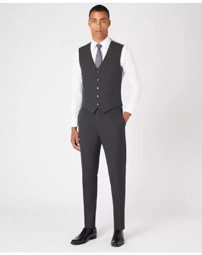Tapered Fit Polyviscose Suit Waistcoat - Charcoal