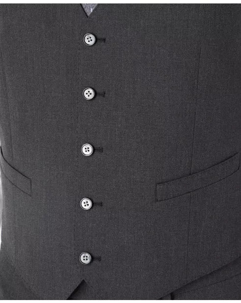 Tapered Fit Polyviscose Suit Waistcoat - Charcoal
