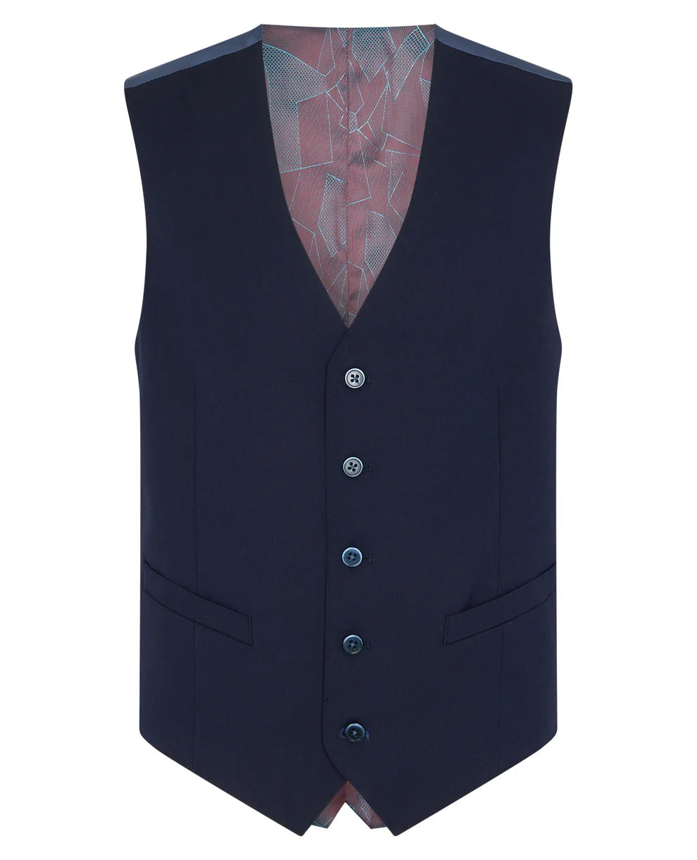 Tapered Fit Polyviscose Suit Waistcoat - French Navy