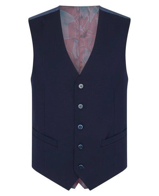 Tapered Fit Polyviscose Suit Waistcoat - French Navy