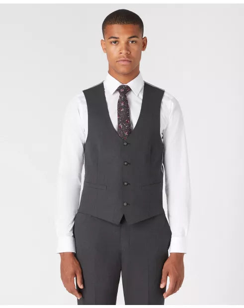 Slim Fit Polyviscose Suit Waistcoat - Charcoal