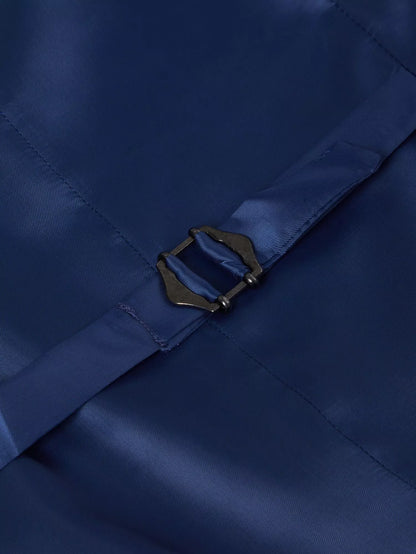 Tapered Fit Polyviscose Suit Waistcoat - French Navy
