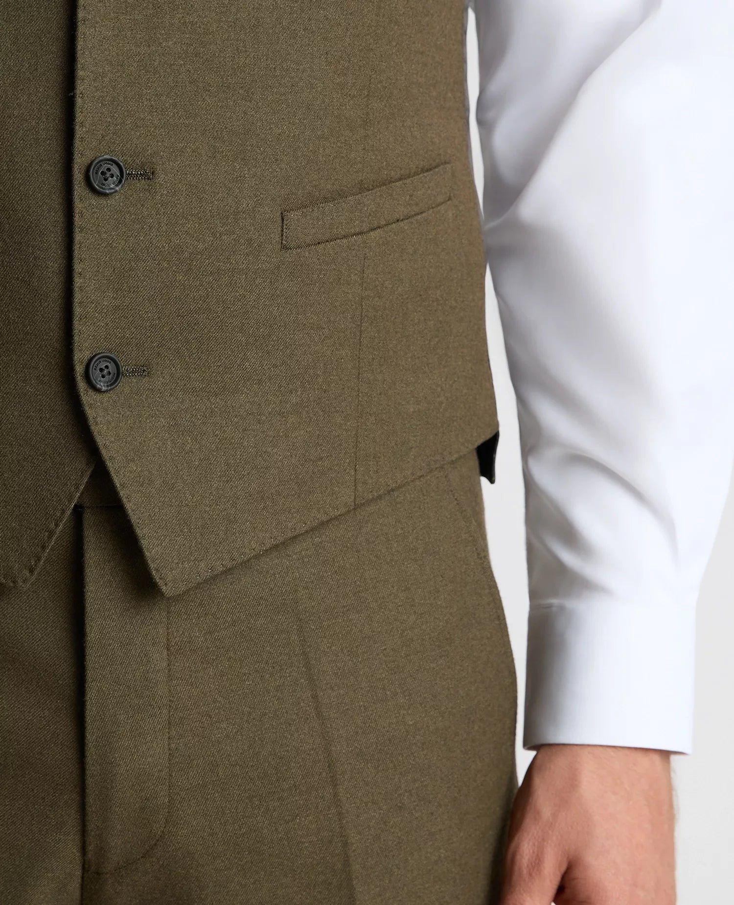 Soft Warm Handle Tapered Olive Suit - Waistcoat