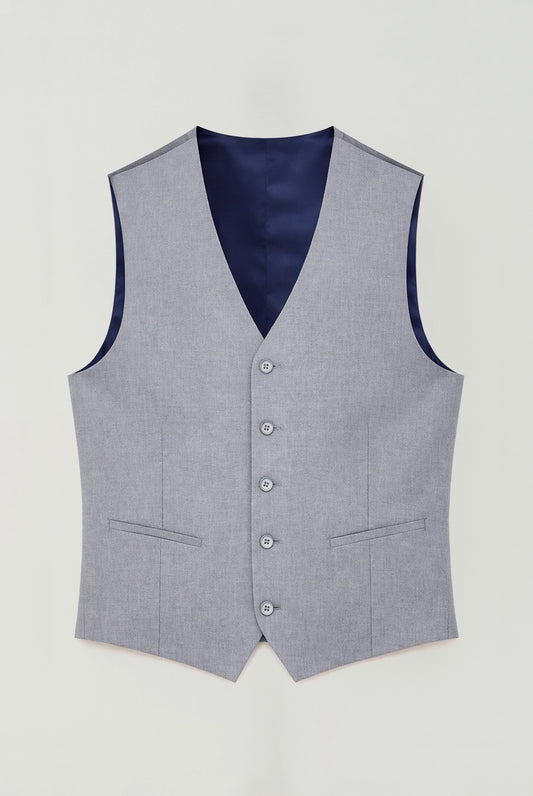 Dale Light Grey Tapered Stretch Fit Suit - Waistcoat