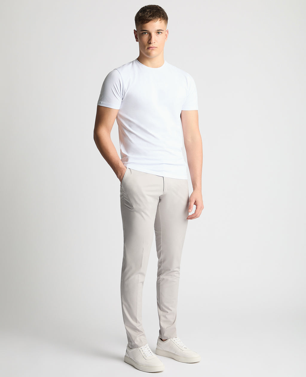 Slim Fit Stretch Trouser - Light Grey